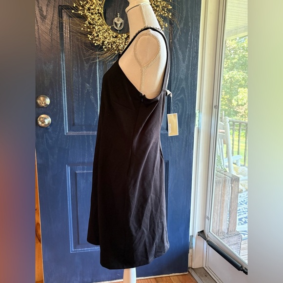 Michael Kors Silver Chain Black Halter Dress size L NWT - Picture 8 of 14